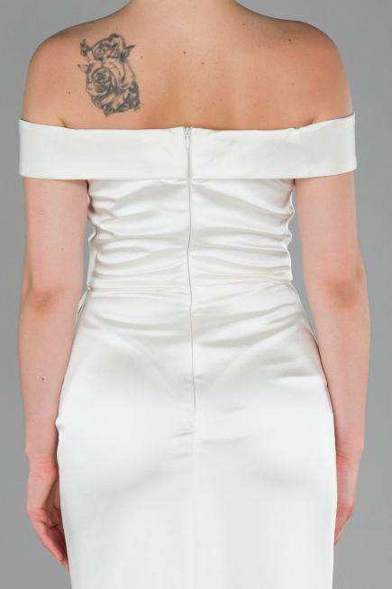 Long White Satin Evening Dress ABU1713