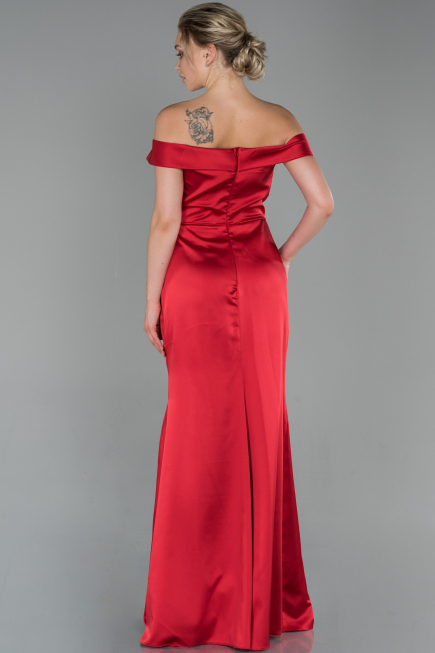 Long Red Satin Evening Dress ABU1713