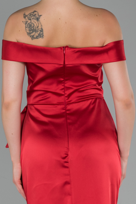 Long Red Satin Evening Dress ABU1713