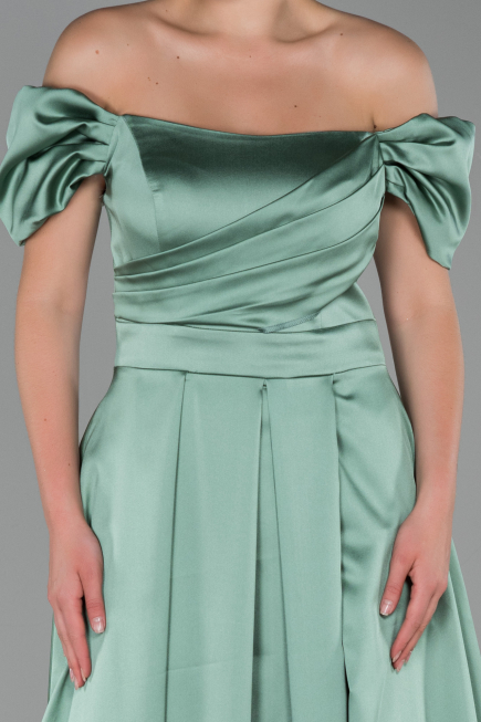 Long Turquoise Satin Evening Dress ABU1716