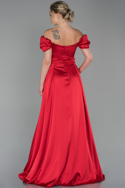 Long Red Satin Evening Dress ABU1716