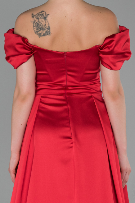 Long Red Satin Evening Dress ABU1716