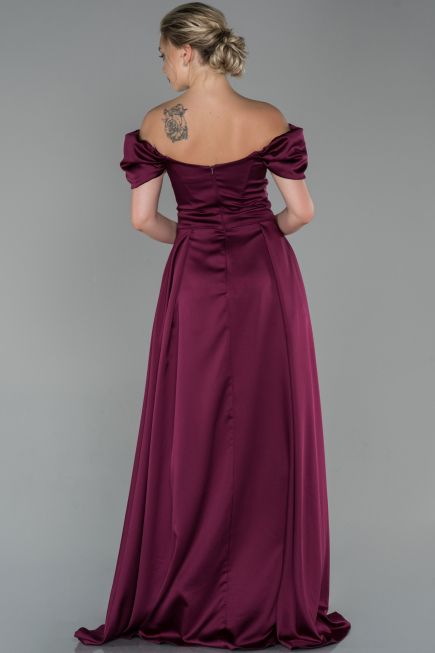 Long Plum Satin Evening Dress ABU1716