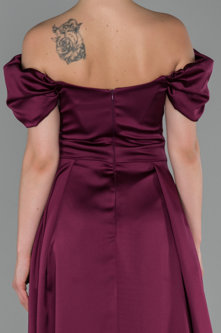 Long Plum Satin Evening Dress ABU1716
