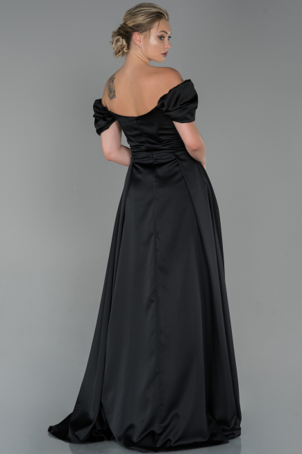 Long Black Satin Evening Dress ABU1716