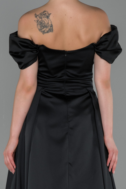 Long Black Satin Evening Dress ABU1716