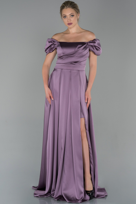 Long Lavender Satin Evening Dress ABU1716