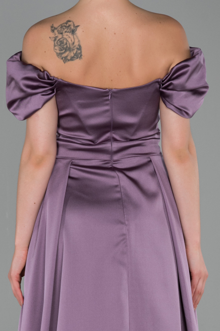 Long Lavender Satin Evening Dress ABU1716