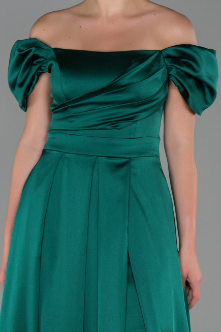 Long Emerald Green Satin Evening Dress ABU1716