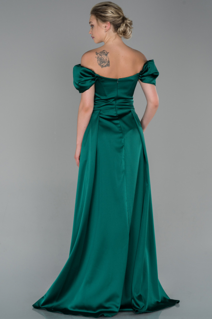Long Emerald Green Satin Evening Dress ABU1716