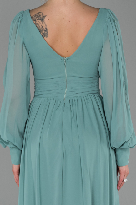 Long Turquoise Chiffon Evening Dress ABU1702