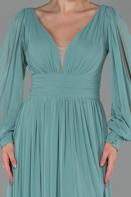 Long Turquoise Chiffon Evening Dress ABU1702