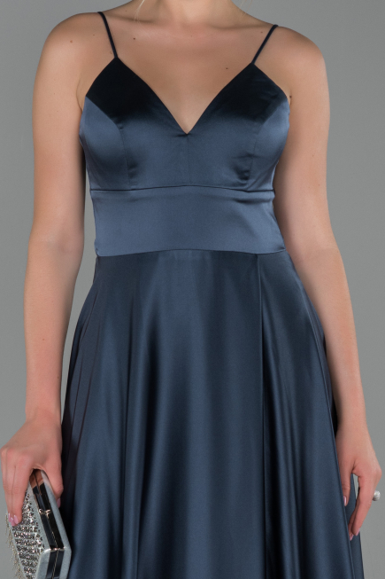 Anthracite Long Satin Engagement Dress ABU1458