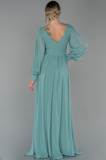 Long Turquoise Chiffon Evening Dress ABU1702