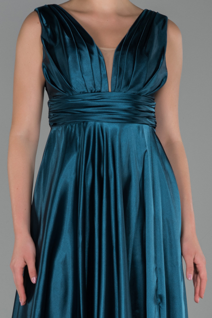Long Oil Green Satin Evening Dress ABU1737