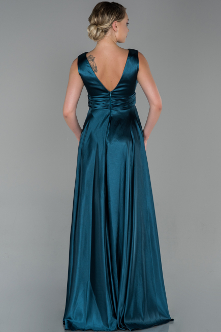 Long Oil Green Satin Evening Dress ABU1737