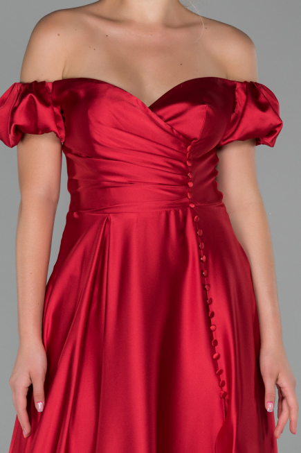 Long Red Satin Evening Dress ABU1840