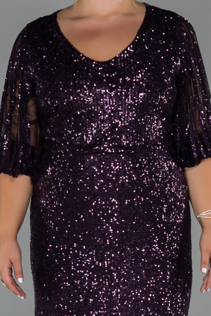 Dark Purple Short Plus Size Evening Dress ABK631