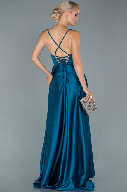 Long Oil Green Satin Evening Dress ABU1843
