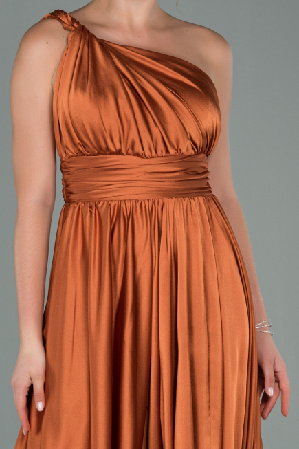 Peach Long Engagement Dress ABU1142