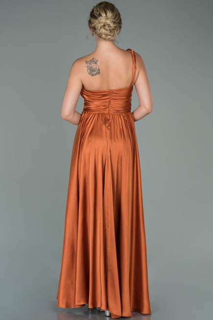 Peach Long Engagement Dress ABU1142