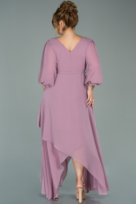 Midi Rose Colored Chiffon Oversized Evening Dress ABK1083