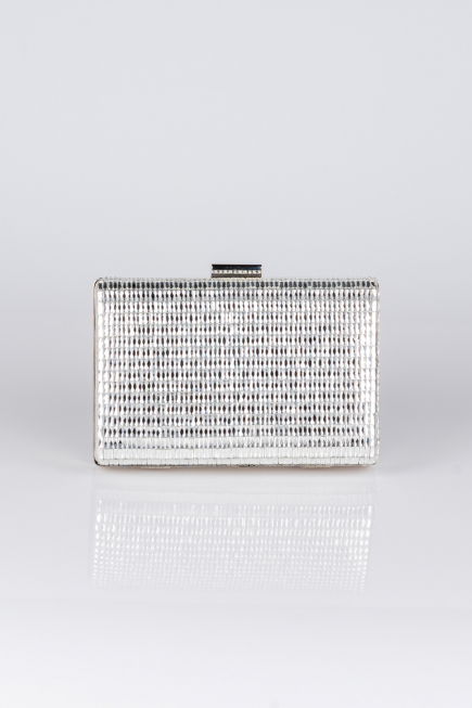 Silver Plaster Fabric Box Bag V334