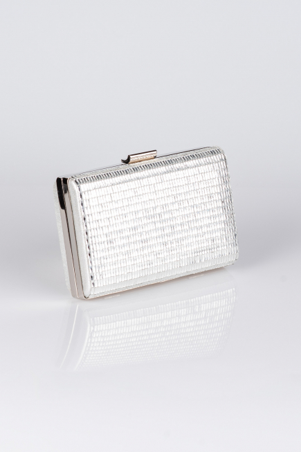 Silver Plaster Fabric Box Bag V334