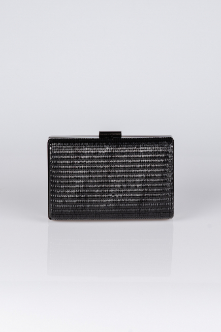 Black Plaster Fabric Box Bag V334