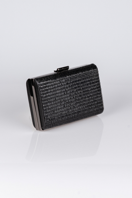 Black Plaster Fabric Box Bag V334