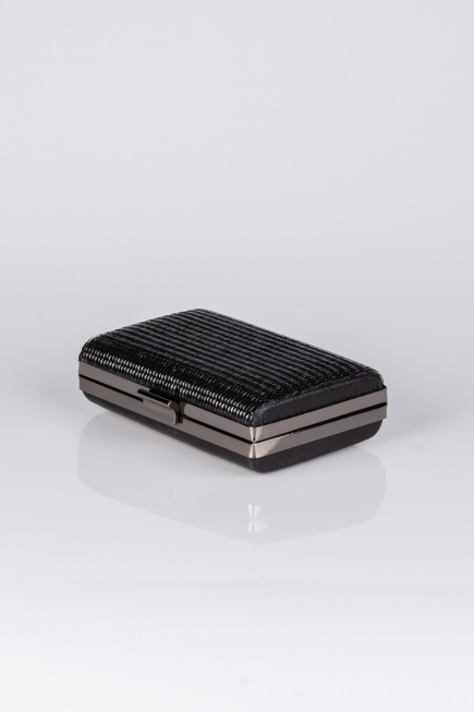 Black Plaster Fabric Box Bag V334