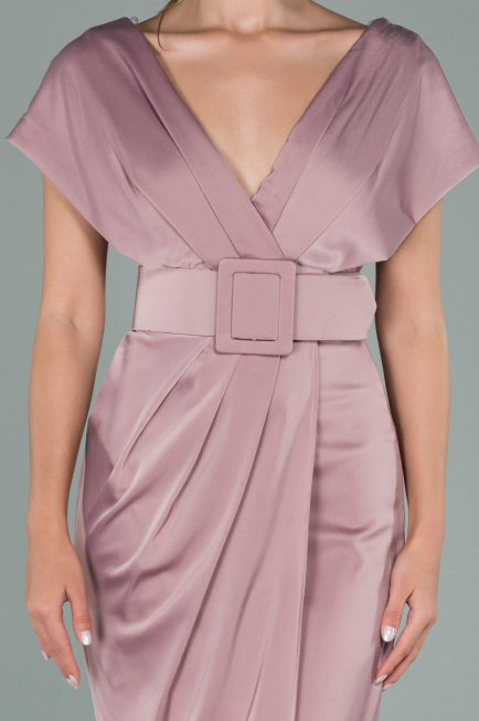 Short Rose Colored Satin Invitation Dress ABK1107