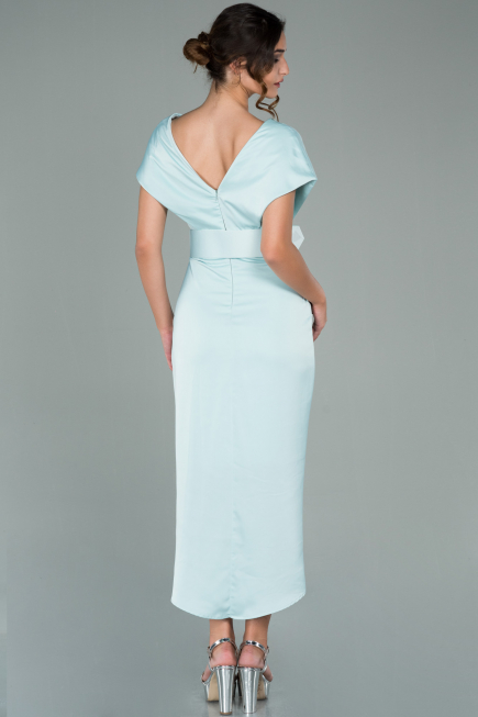 Short Mint Satin Invitation Dress ABK1107