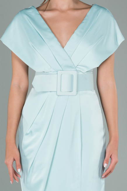 Short Mint Satin Invitation Dress ABK1107