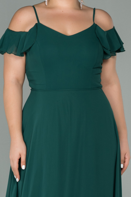 Long Emerald Green Chiffon Oversized Evening Dress ABU1892