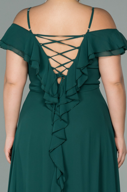 Long Emerald Green Chiffon Oversized Evening Dress ABU1892