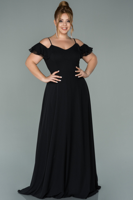 Long Black Chiffon Oversized Evening Dress ABU1892