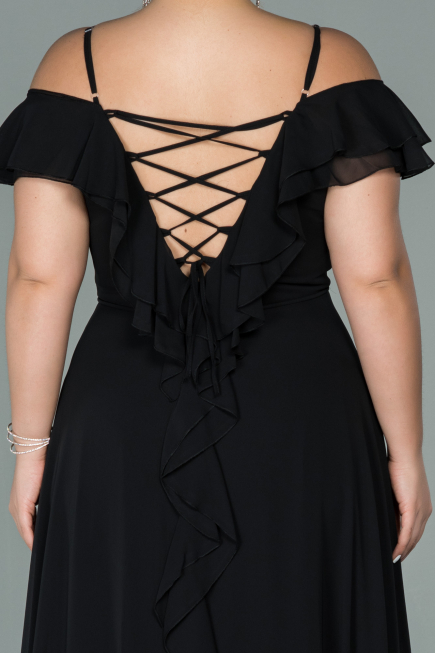 Long Black Chiffon Oversized Evening Dress ABU1892
