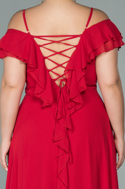 Long Red Chiffon Oversized Evening Dress ABU1892