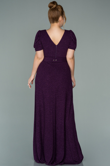Long Plum Oversized Evening Dress ABU1904