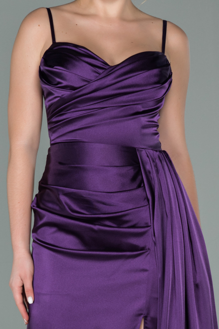 Purple Long Satin Mermaid Evening Dress ABU1894