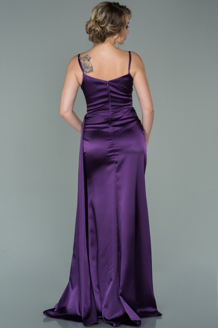 Purple Long Satin Mermaid Evening Dress ABU1894