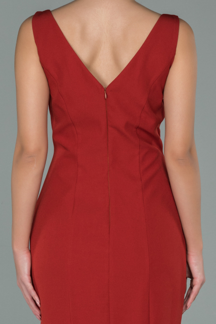 Red Front Short Back Long Mermaid Prom Dress ABO036