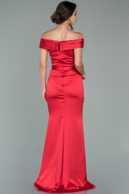 Long Red Satin Evening Dress ABU1943