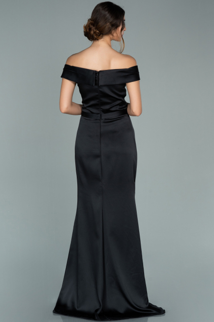 Long Black Satin Evening Dress ABU1943