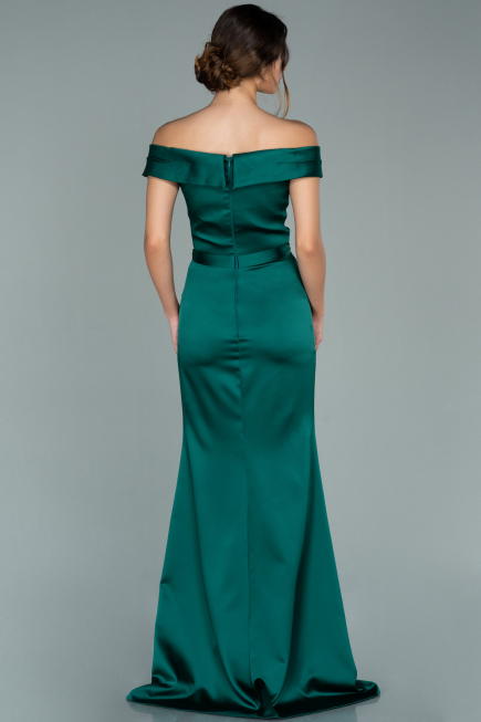 Long Emerald Green Satin Evening Dress ABU1943
