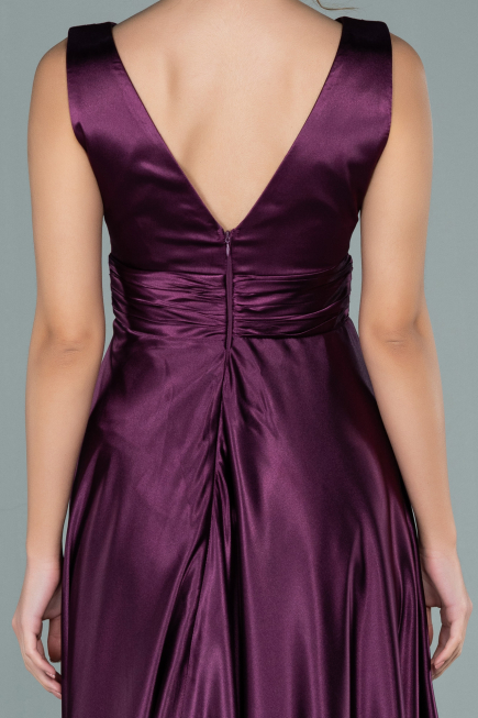 Long Plum Satin Evening Dress ABU1737