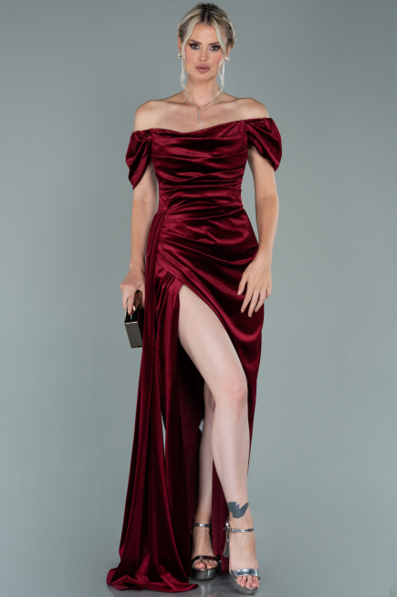 Long Burgundy Velvet Evening Dress ABU1990