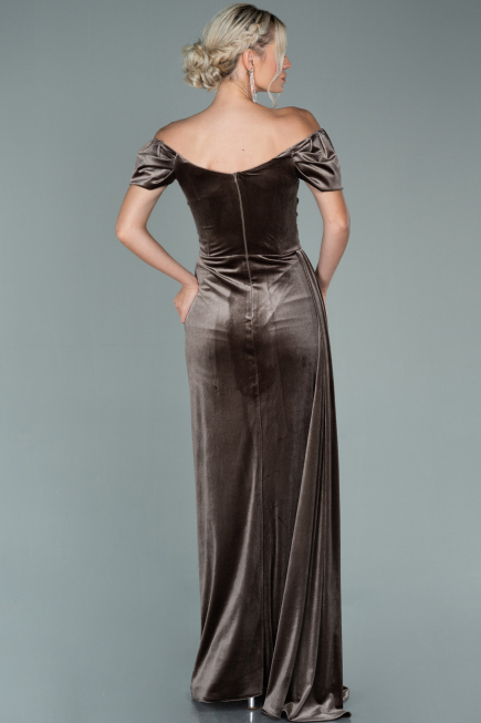 Cappuccino Long Velvet Evening Dress ABU1990
