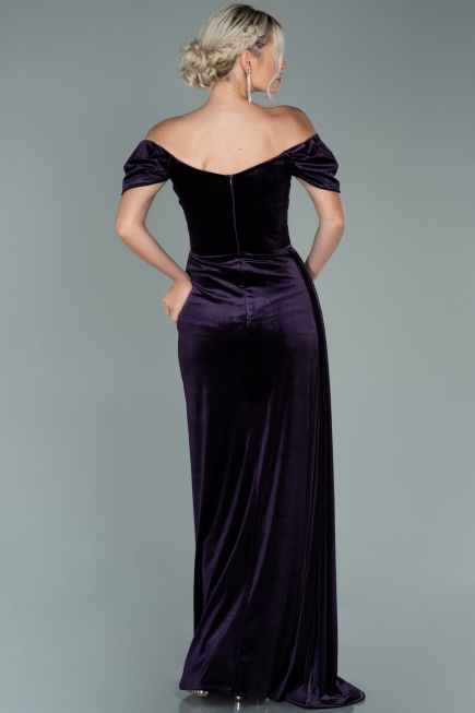 Long Purple Velvet Evening Dress ABU1990